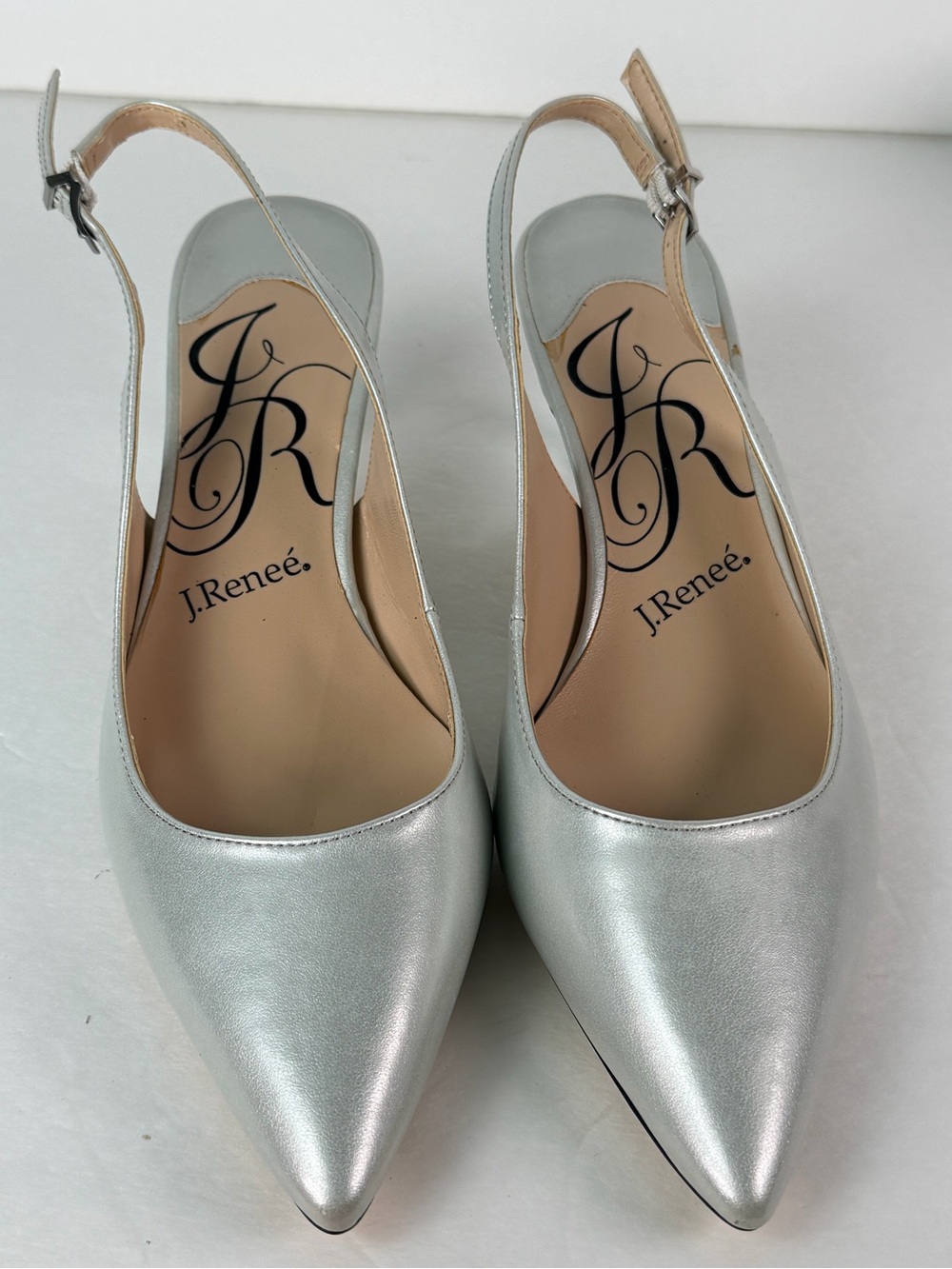J. Reneé Florette Women’s 8.5M Silver Slingback Pointed Toe Dress Pumps - Picture 7 of 14